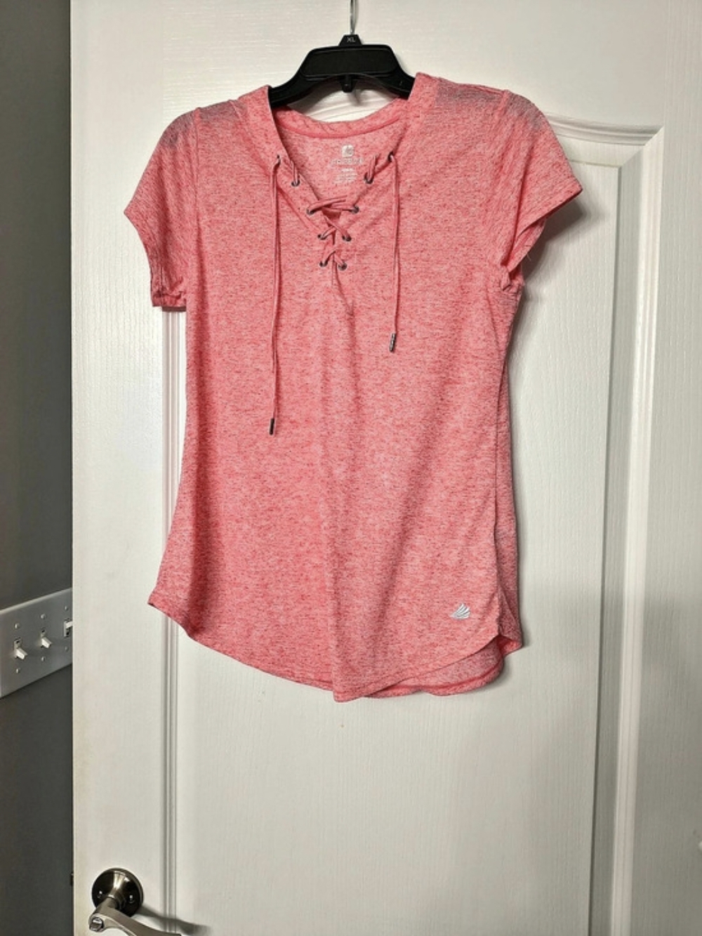 Freez Pink Lace-Up Short Sleeve Top